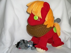 Size: 1024x768 | Tagged: safe, artist:masterplanner, big macintosh, smarty pants, earth pony, pony, g4, amigurumi, crochet, irl, photo, plushie, solo