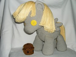 Size: 1024x768 | Tagged: safe, artist:masterplanner, derpy hooves, pony, g4, amigurumi, crochet, irl, muffin, photo, plushie, solo