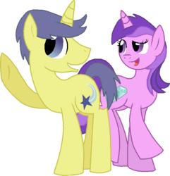 Size: 698x725 | Tagged: safe, artist:starryoak, amethyst star, comet tail, sparkler, pony, unicorn, g4, cometstar, female, male, mare, shipping, simple background, stallion, straight, transparent background