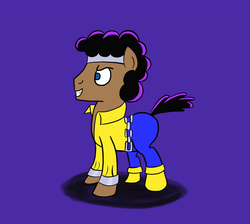 Size: 1500x1342 | Tagged: safe, artist:feralroku, oc, oc only, oc:strong runner, pony, clothes, costume, halloween costume, luke cage, marvel, nightmare night costume, solo