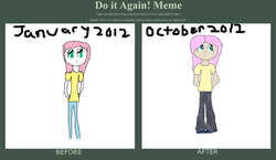 Size: 800x464 | Tagged: safe, artist:kacotheunicorn, fluttershy, human, g4, comparison, humanized