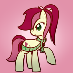 Size: 800x800 | Tagged: safe, artist:why485, roseluck, pony, g4, female, gradient background, high ponytail, ponytail, solo