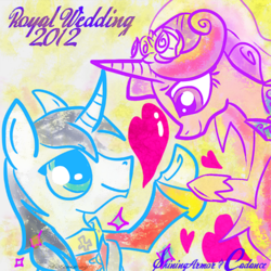 Size: 500x500 | Tagged: safe, artist:yellowgear, princess cadance, shining armor, alicorn, pony, unicorn, g4, female, male, mare, ship:shiningcadance, shipping, stallion, straight