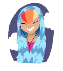 Size: 513x578 | Tagged: safe, artist:amarrylis, rainbow dash, human, g4, clothes, earbuds, hoodie, humanized, simple background, solo, transparent background