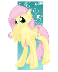 Size: 2977x3692 | Tagged: safe, artist:marisalle, fluttershy, pegasus, pony, g4, female, looking at you, looking sideways, mare, partial background, simple background, solo, spread wings, standing, three quarter view, transparent background, wings