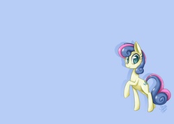 Size: 1680x1200 | Tagged: safe, artist:starlightspark, bon bon, sweetie drops, earth pony, pony, g4, blue background, looking at you, raised hoof, simple background, smiling, wallpaper