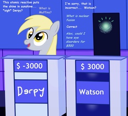 Size: 2324x2112 | Tagged: safe, artist:birdco, derpy hooves, pegasus, pony, g4, female, game show, jeopardy, mare, watson