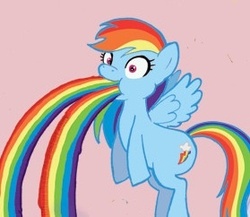 Size: 279x242 | Tagged: artist needed, safe, rainbow dash, pony, g4, female, puking rainbows, simple background, solo