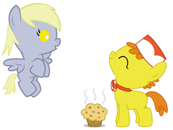 Size: 2400x1800 | Tagged: safe, artist:beavernator, carrot cake, derpy hooves, pony, g4, baby, baby pony, muffin