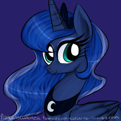 Size: 2000x2000 | Tagged: dead source, safe, artist:princesscadenza, princess luna, pony, g4, bust, female, simple background, solo