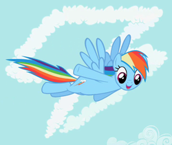 Size: 479x405 | Tagged: safe, screencap, rainbow dash, pegasus, pony, g4, the mysterious mare do well, female, flying, mare, skywriting, solo