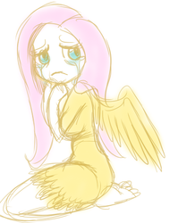 Size: 413x518 | Tagged: safe, artist:skaleal, fluttershy, human, g4, clothes, crying, dress, humanized, solo, winged humanization