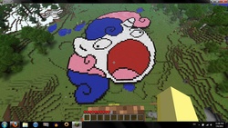 Size: 1366x768 | Tagged: safe, artist:goodstnero, sweetie belle, g4, game screencap, minecraft, minecraft pixel art, open mouth, pixel art, sweetie derelle