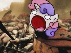 Size: 400x300 | Tagged: safe, artist:goodstnero, sweetie belle, g4, 300, meme, movie, photo, sweetie derelle, this is sparta