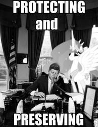 Size: 249x321 | Tagged: safe, princess celestia, human, pony, g4, american presidents, image macro, irl, irl human, john f. kennedy, photo, ponies in real life, president, roflbot, vector