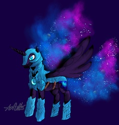 Size: 2400x2508 | Tagged: safe, artist:tofutiles, nightmare moon, pony, g4, darkhorse knight, rule 63, solo