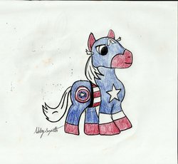 Size: 900x828 | Tagged: safe, artist:ashleybozarth, pony, captain america