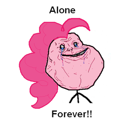 Size: 412x413 | Tagged: editor needed, safe, edit, pinkie pie, g4, 1000 hours in ms paint, caption, creepy, forever alone, image macro, meme, text