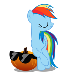 Size: 5000x5500 | Tagged: safe, artist:foxy-noxy, rainbow dash, pony, g4, absurd resolution, female, pumpkin, simple background, solo, sunglasses, transparent background, vector