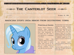 Size: 943x697 | Tagged: safe, artist:mharuspex, trixie, pony, unicorn, g4, female, horn, mare, newspaper