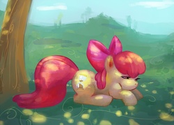 Size: 1000x714 | Tagged: safe, artist:glasmond, apple bloom, earth pony, pony, g4, explicit source, female, headcanon, solo