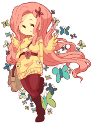 Size: 500x651 | Tagged: safe, artist:sailorpalin, fluttershy, human, g4, humanized, winged humanization