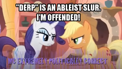 Size: 640x360 | Tagged: safe, edit, edited screencap, screencap, applejack, rarity, g4, look before you sleep, my little pony: friendship is magic, duo, golden oaks library, image macro