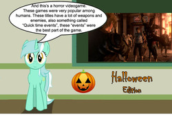 Size: 887x605 | Tagged: safe, lyra heartstrings, g4, chalkboard, halloween, human studies101 with lyra, meme, resident evil