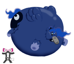 Size: 900x777 | Tagged: safe, artist:tofer18, princess luna, alicorn, pony, g4, air inflation, air tank, balloona, belly, big belly, female, floating, helium, helium inflation, huge belly, impossibly large belly, inflated ears, inflated hooves, inflated wings, inflation, princess ballооna, puffy cheeks, round belly, solo, spherical inflation, thighs, thunder thighs