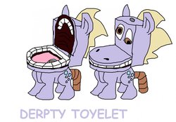 Size: 1280x890 | Tagged: safe, artist:geepukefox, derpy hooves, object pony, original species, pegasus, pony, toilet pony, g4, abomination, but why, female, mare, nightmare fuel, ponified, solo, toilet, wat