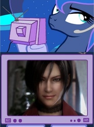 Size: 445x606 | Tagged: safe, princess luna, pony, gamer luna, g4, ada wong, exploitable meme, meme, resident evil, resident evil 6, tv meme