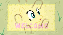 Size: 4859x2733 | Tagged: safe, artist:minimoose772, fluttershy, g4, doormat, hoofprints, literal