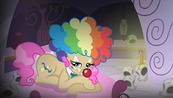 Size: 4859x2733 | Tagged: safe, artist:minimoose772, mayor mare, earth pony, pony, g4, bedroom eyes, candle, clown, dead, female, glasses, looking at you, mare, skull, solo