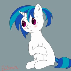 Size: 3000x3000 | Tagged: safe, artist:echoax, dj pon-3, vinyl scratch, g4, blushing, ponytail, teenager