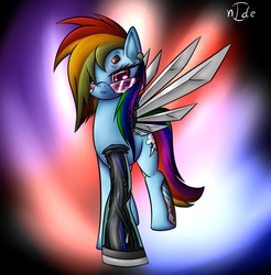 Size: 1371x1395 | Tagged: safe, artist:n1de, rainbow dash, cyborg, g4