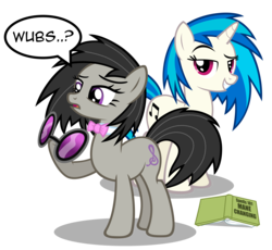 Size: 6731x6196 | Tagged: safe, artist:austiniousi, dj pon-3, octavia melody, vinyl scratch, earth pony, pony, unicorn, g4, absurd resolution, accessory swap, alternate hairstyle, book, bowtie, comic, cutie mark, female, glasses, hooves, horn, mare, open mouth, simple background, smiling, sunglasses, teeth, text, transparent background, vector, wub