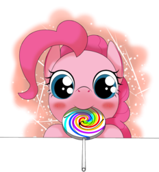 Size: 1040x1120 | Tagged: safe, artist:hoyeechun, pinkie pie, earth pony, pony, g4, blushing, bust, cute, diapinkes, female, food, lollipop, mouth hold, portrait, solo