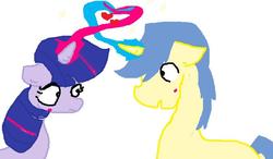 Size: 679x397 | Tagged: safe, artist:delishoso-muffins, comet tail, twilight sparkle, pony, unicorn, g4, 1000 hours in ms paint, female, male, ship:cometlight, shipping, straight