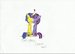 Size: 900x654 | Tagged: safe, artist:iceagefan, comet tail, twilight sparkle, g4, female, male, ship:cometlight, shipping, straight