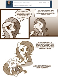 Size: 1004x1328 | Tagged: safe, artist:anima-dos, discord, fluttershy, ask baby discord, g4, age regression, ask, baby discord, sleeping, tumblr