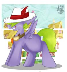 Size: 561x601 | Tagged: safe, artist:flow3r-child, spike, pegasus, pony, g4, hat, male, ponified, ponified spike, species swap