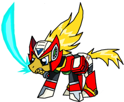 Size: 744x609 | Tagged: safe, artist:krisispiss, mega man (series), ponified, zero