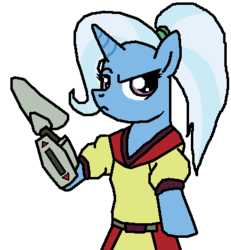 Size: 380x411 | Tagged: dead source, safe, artist:krisispiss, artist:mega-poneo, trixie, pony, unicorn, g4, bipedal, kathleen barr, mega man (series), roll (mega man), ruby spears, voice actor joke