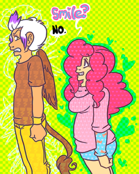 Size: 766x956 | Tagged: safe, artist:puds, gilda, pinkie pie, g4, humanized, tailed humanization, winged humanization