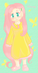 Size: 572x1104 | Tagged: safe, artist:puds, fluttershy, human, g4, clothes, dress, frilly dress, humanized