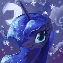 Size: 2000x2000 | Tagged: dead source, safe, artist:my-magic-dream, princess luna, pony, g4, bust, female, looking at you, portrait, profile, solo