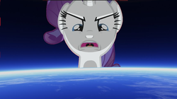 Size: 864x484 | Tagged: safe, rarity, pony, g4, earth, female, macro, overlord, pony bigger than a planet, solo