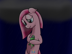 Size: 1600x1200 | Tagged: safe, artist:flashiest lightning, gummy, pinkie pie, g4, pinkamena diane pie, rain, sad