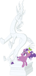 Size: 2760x5807 | Tagged: safe, artist:abion47, discord, screwball, g4, daddy discord, hat, propeller hat, reunion, simple background, statue, swirly eyes, transparent background, vector