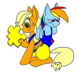 Size: 599x572 | Tagged: safe, artist:battybuddy, applejack, rainbow dash, g4, banjo kazooie